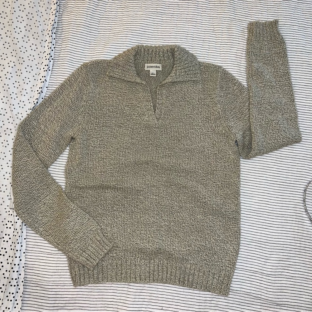 Vintage Johnny Collar Sweater Tan small
